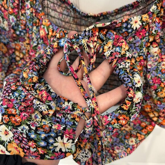 Wild Fable NWT Floral Tie Front‎ Crop Tip, Multi XL - Picture 3 of 8